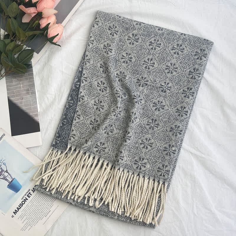 Sciarpa unisex con motivo jacquard rustico astratto geometrico