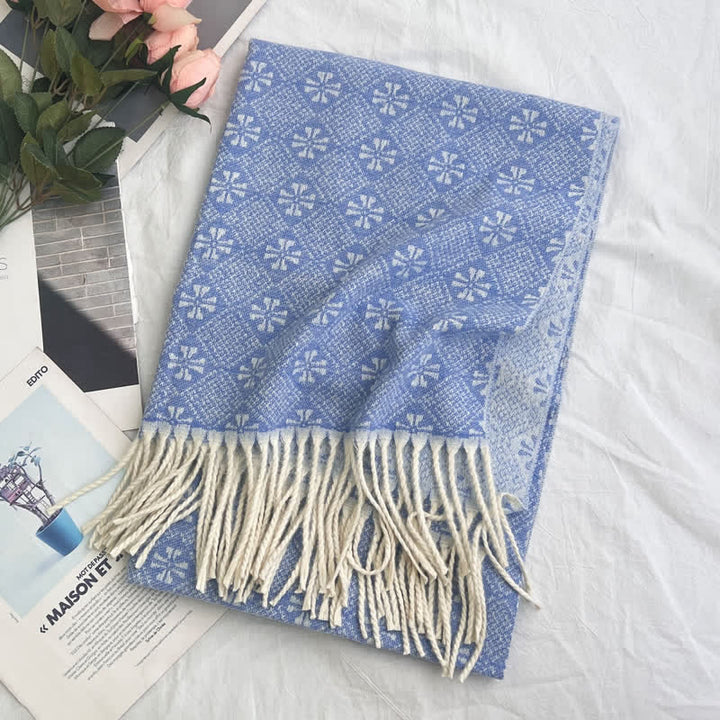 Sciarpa unisex con motivo jacquard rustico astratto geometrico