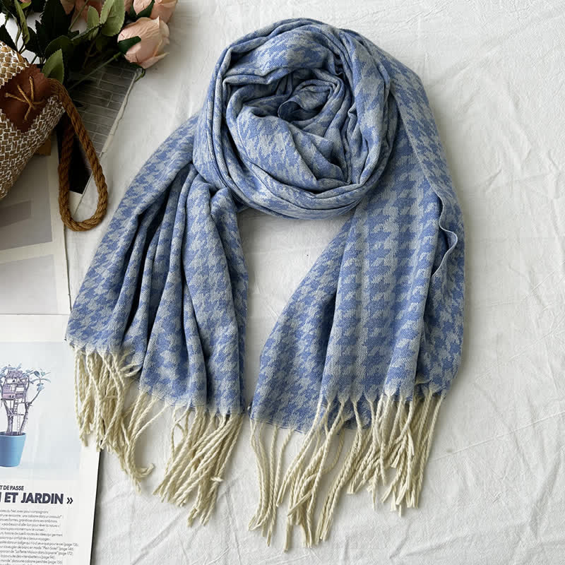 Sciarpa unisex con motivo jacquard rustico astratto geometrico