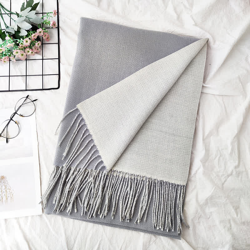 Sciarpa unisex alla moda bicolore bifacciale - Grigio chiaro - image 17