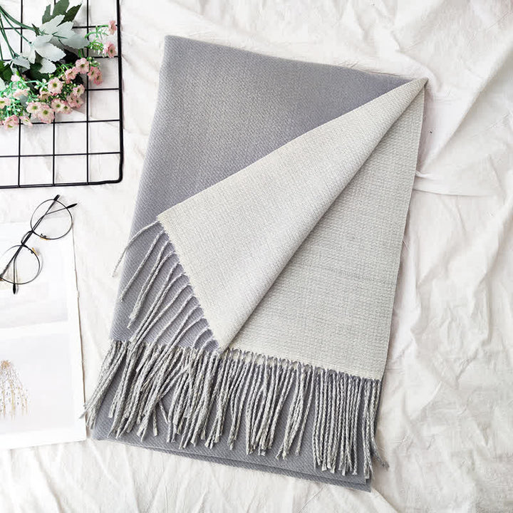 Sciarpa unisex alla moda bicolore bifacciale - Grigio chiaro - image 17