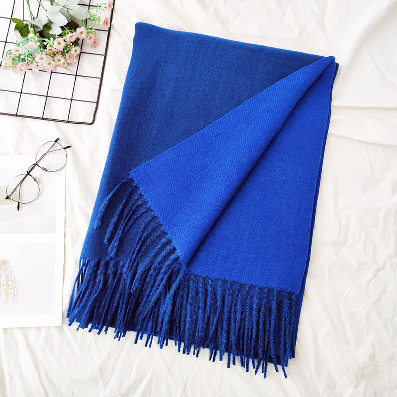 Sciarpa unisex alla moda bicolore bifacciale - Blu zaffiro - image 20