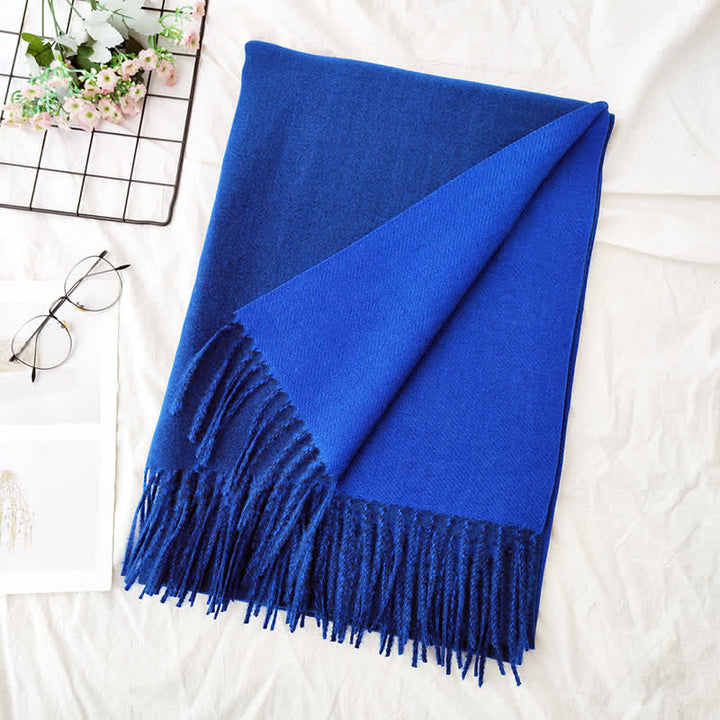 Sciarpa unisex alla moda bicolore bifacciale - Blu zaffiro - image 20