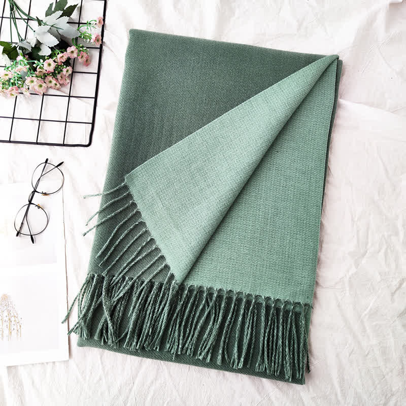 Sciarpa unisex alla moda bicolore bifacciale - Verde pisello - image 15