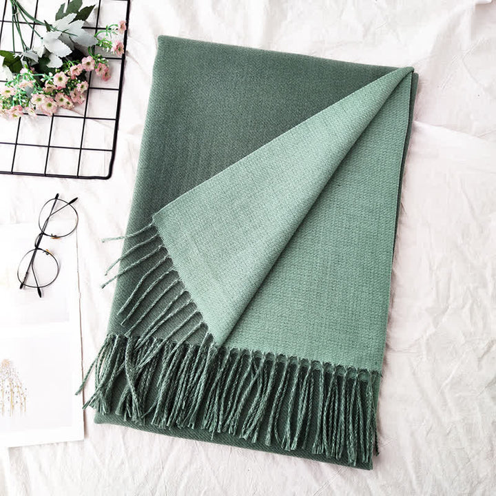 Sciarpa unisex alla moda bicolore bifacciale - Verde pisello - image 15