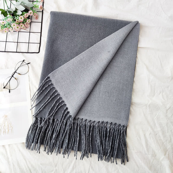 Sciarpa unisex alla moda bicolore bifacciale - Tenente Grey - image 10