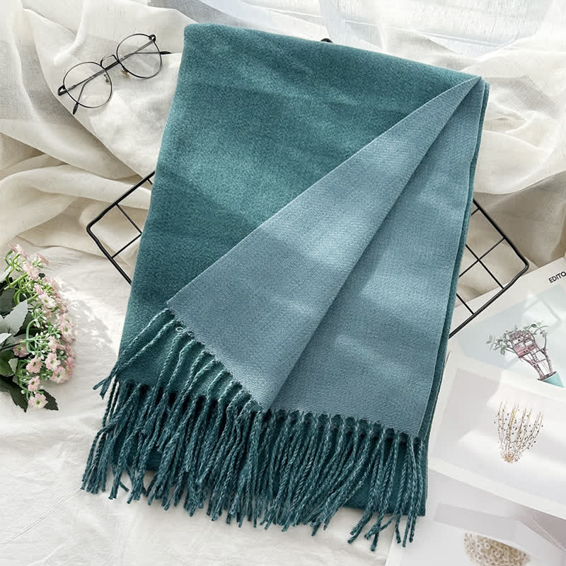 Sciarpa unisex alla moda bicolore bifacciale - Blu turchese - image 29