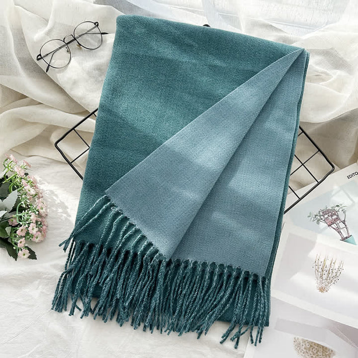 Sciarpa unisex alla moda bicolore bifacciale - Blu turchese - image 29