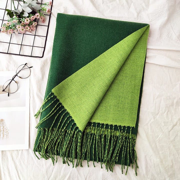 Sciarpa unisex alla moda bicolore bifacciale - Verde smeraldo - image 16
