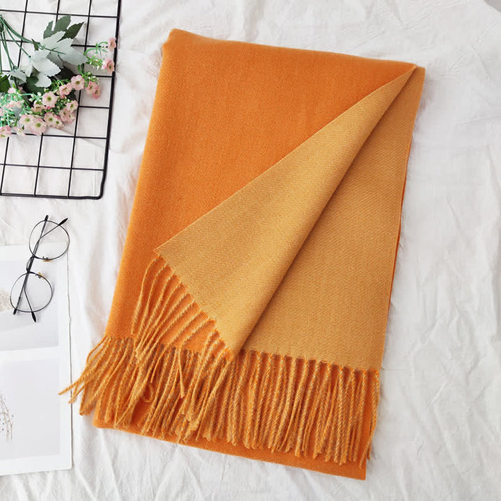 Sciarpa unisex alla moda bicolore bifacciale - Arancia - image 25