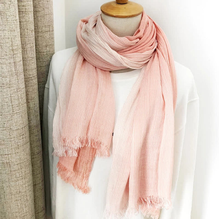 Sciarpa unisex a righe in cotone e lino, primavera e autunno, drappeggiata