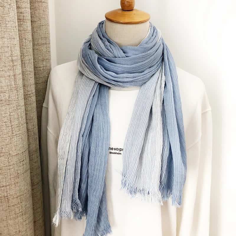 Sciarpa unisex a righe in cotone e lino, primavera e autunno, drappeggiata