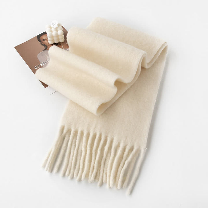 Sciarpa unisex in cashmere con frange tinta unita