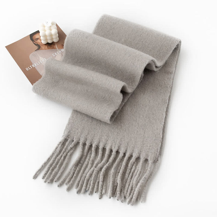 Sciarpa unisex in cashmere con frange tinta unita