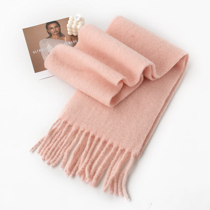 Sciarpa unisex in cashmere con frange tinta unita