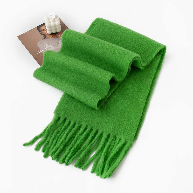 Sciarpa unisex in cashmere con frange tinta unita
