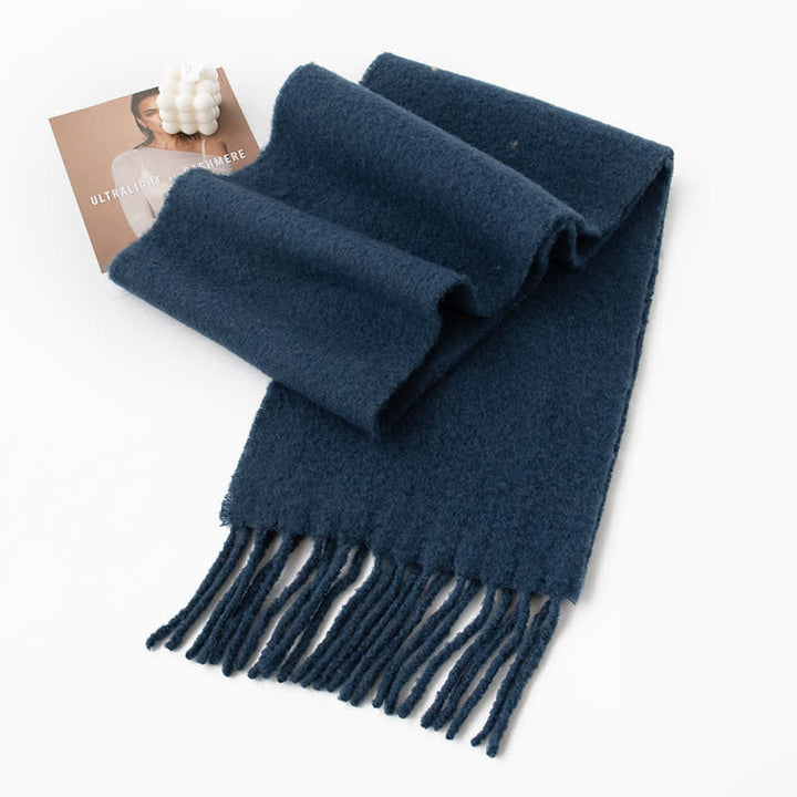 Sciarpa unisex in cashmere con frange tinta unita