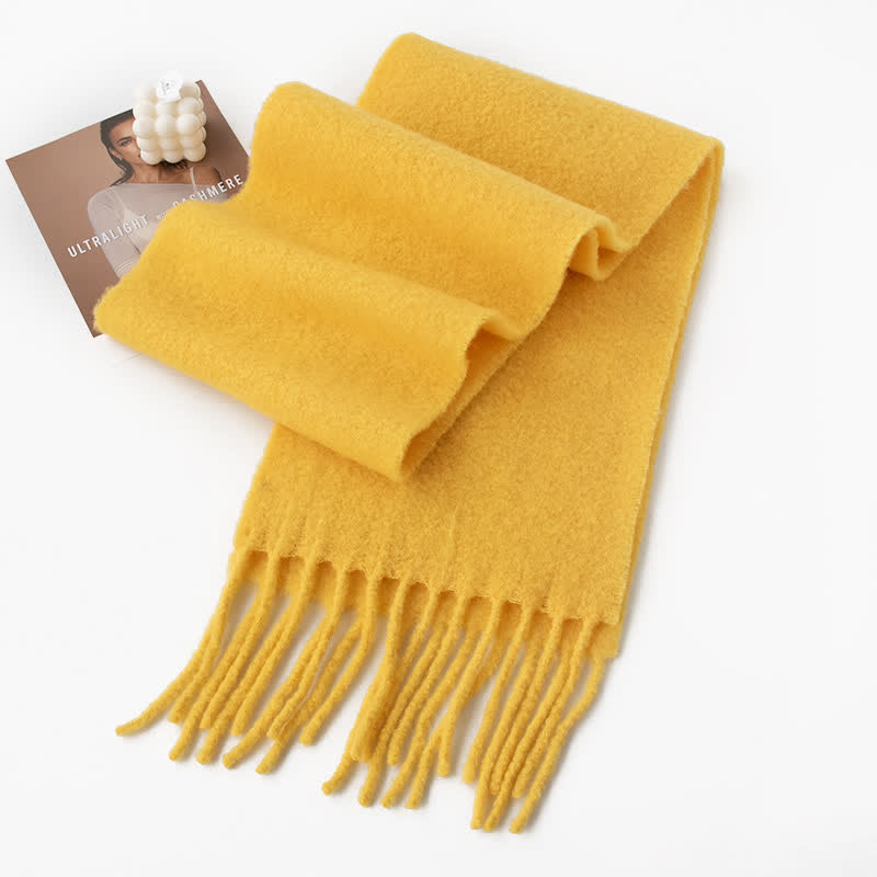 Sciarpa unisex in cashmere con frange tinta unita
