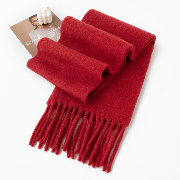 Sciarpa unisex in cashmere con frange tinta unita
