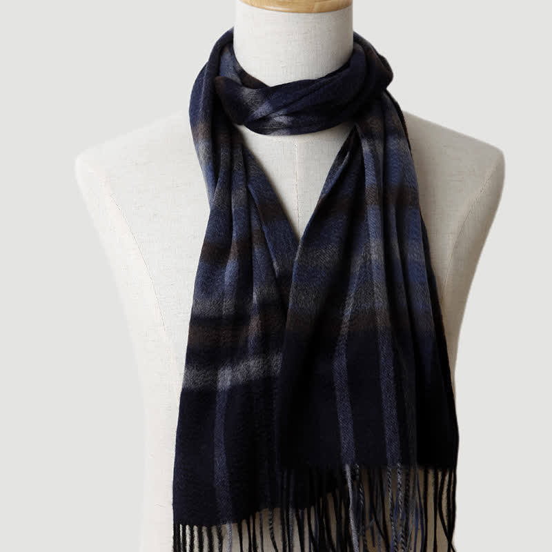 Sciarpa in cashmere a quadri coordinata da uomo, tre colori