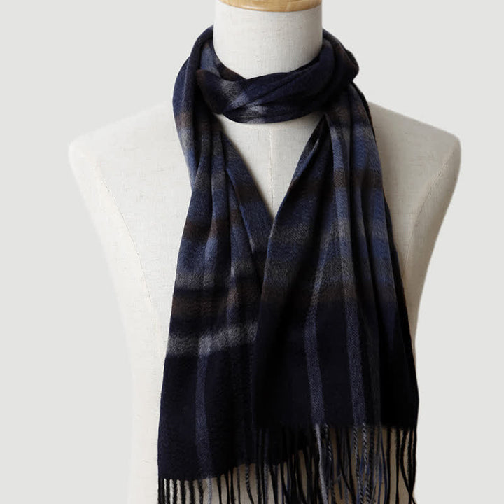 Sciarpa in cashmere a quadri coordinata da uomo, tre colori