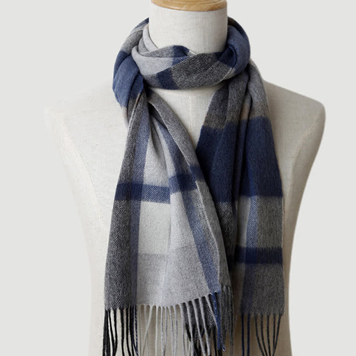 Sciarpa in cashmere a quadri coordinata da uomo, tre colori
