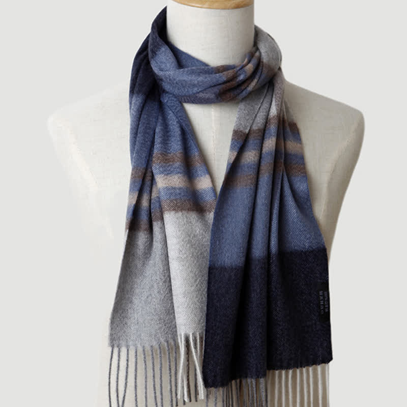 Sciarpa in cashmere a quadri coordinata da uomo, tre colori
