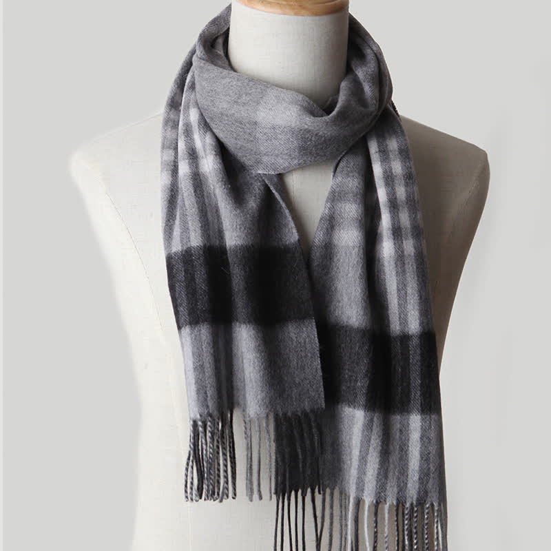 Sciarpa in cashmere a quadri coordinata da uomo, tre colori