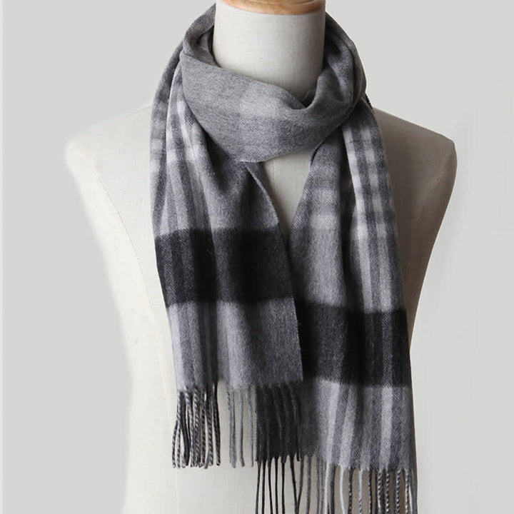 Sciarpa in cashmere a quadri coordinata da uomo, tre colori