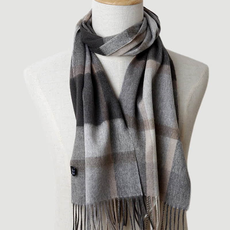 Sciarpa in cashmere a quadri coordinata da uomo, tre colori