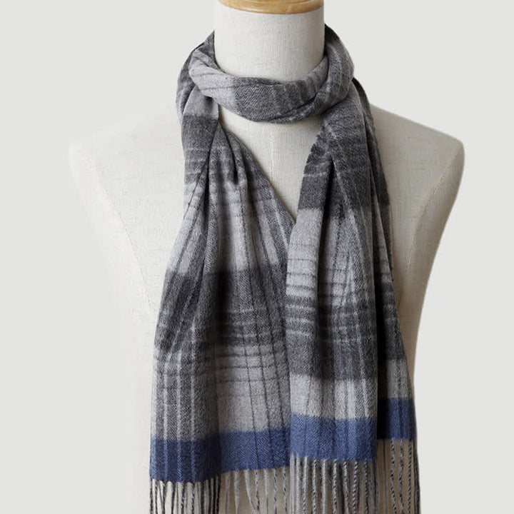 Sciarpa in cashmere a quadri coordinata da uomo, tre colori