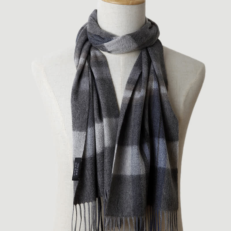Sciarpa in cashmere a quadri coordinata da uomo, tre colori