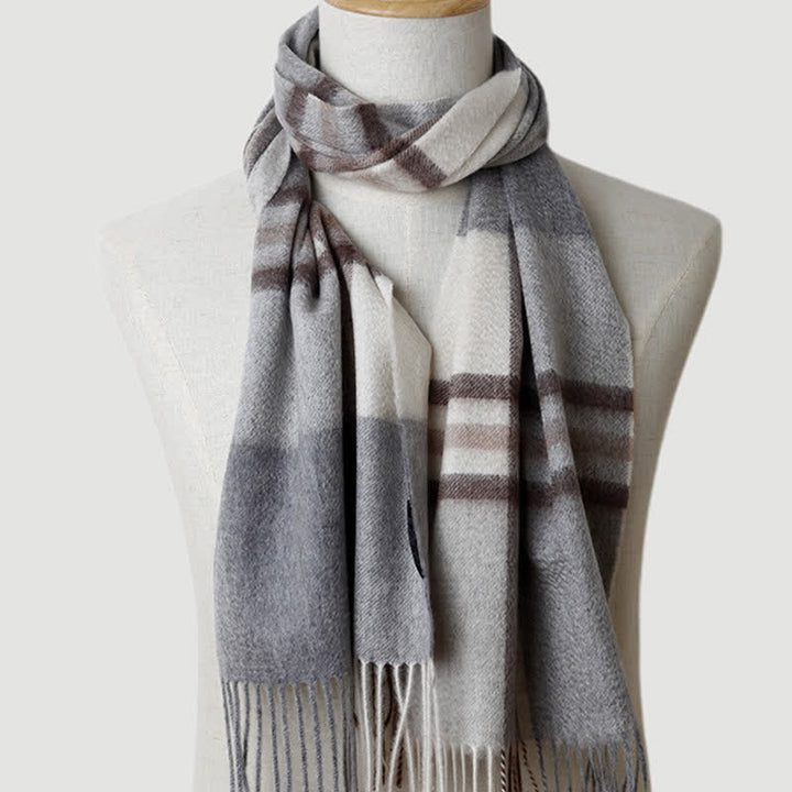 Sciarpa in cashmere a quadri coordinata da uomo, tre colori