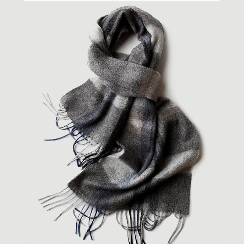 Sciarpa in cashmere a quadri coordinata da uomo, tre colori