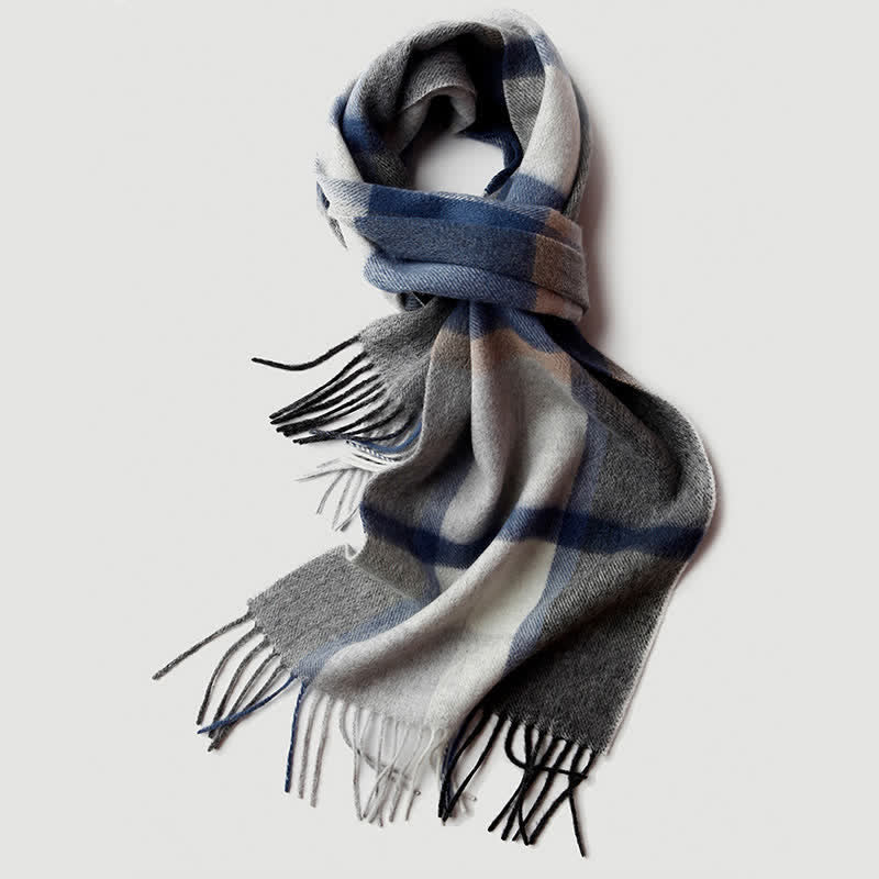 Sciarpa in cashmere a quadri coordinata da uomo, tre colori
