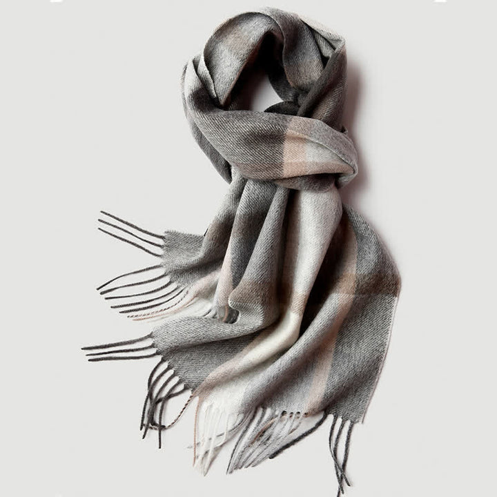 Sciarpa in cashmere a quadri coordinata da uomo, tre colori