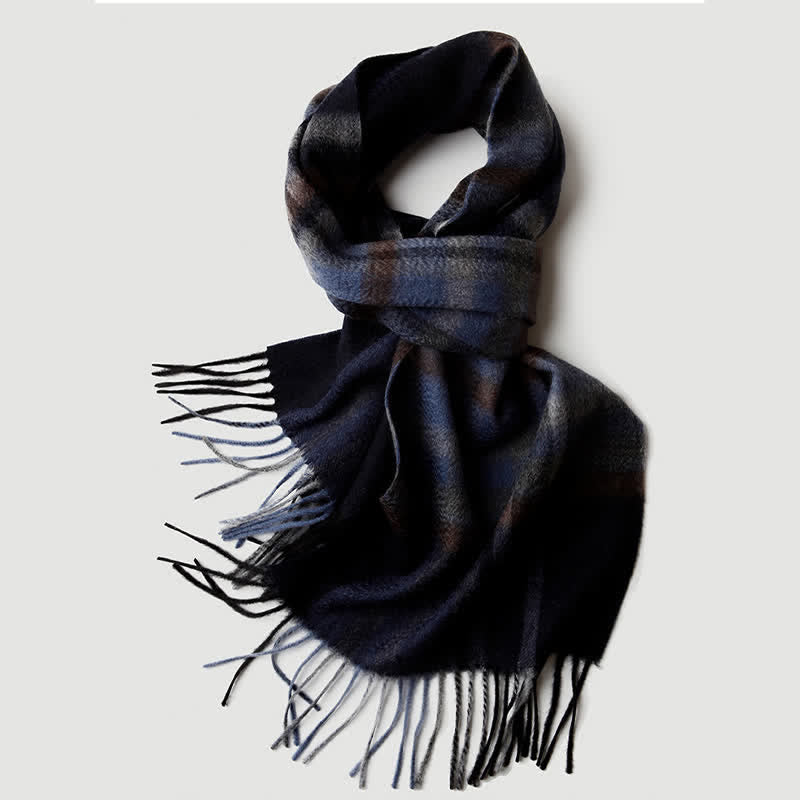 Sciarpa in cashmere a quadri coordinata da uomo, tre colori
