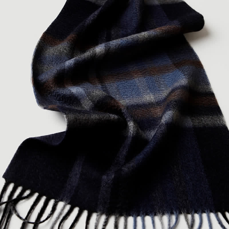 Sciarpa in cashmere a quadri coordinata da uomo, tre colori