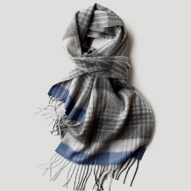 Sciarpa in cashmere a quadri coordinata da uomo, tre colori