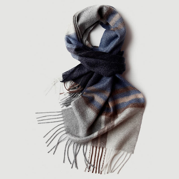 Sciarpa in cashmere a quadri coordinata da uomo, tre colori