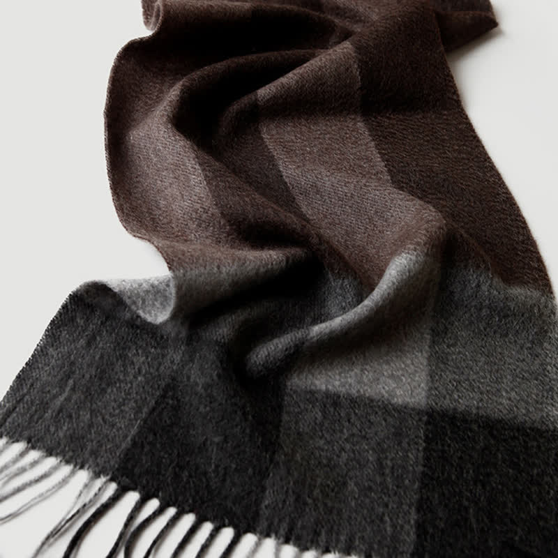 Sciarpa in cashmere a quadri coordinata da uomo, tre colori