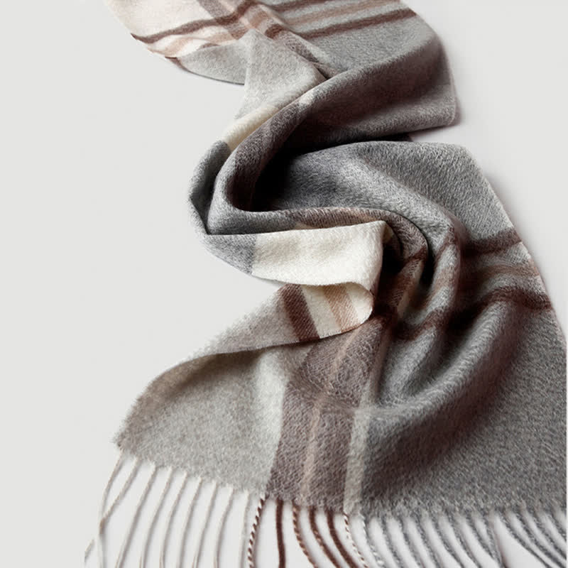 Sciarpa in cashmere a quadri coordinata da uomo, tre colori