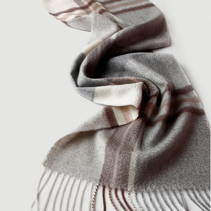 Sciarpa in cashmere a quadri coordinata da uomo, tre colori
