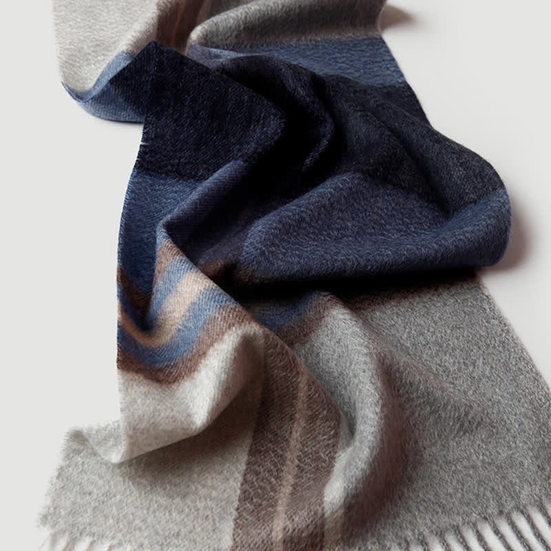 Sciarpa in cashmere a quadri coordinata da uomo, tre colori