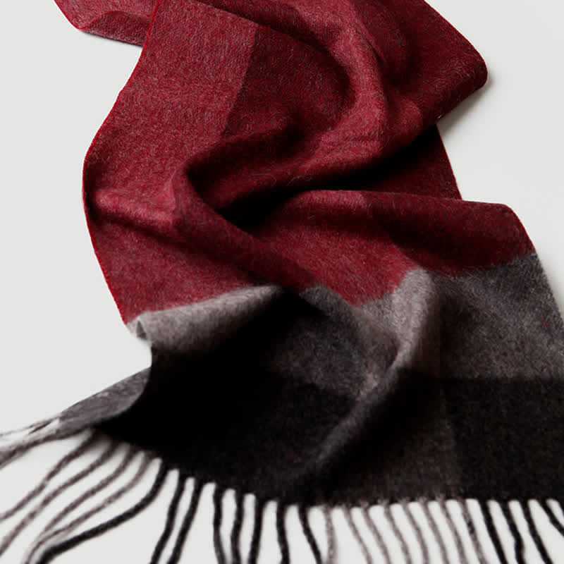Sciarpa in cashmere a quadri coordinata da uomo, tre colori