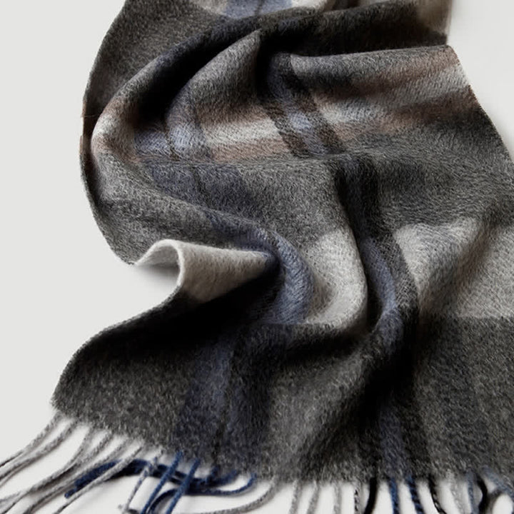 Sciarpa in cashmere a quadri coordinata da uomo, tre colori