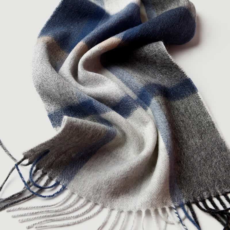 Sciarpa in cashmere a quadri coordinata da uomo, tre colori