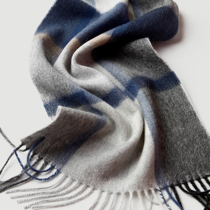 Sciarpa in cashmere a quadri coordinata da uomo, tre colori