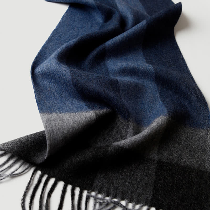 Sciarpa in cashmere a quadri coordinata da uomo, tre colori