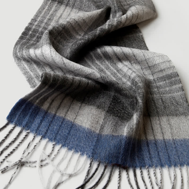Sciarpa in cashmere a quadri coordinata da uomo, tre colori